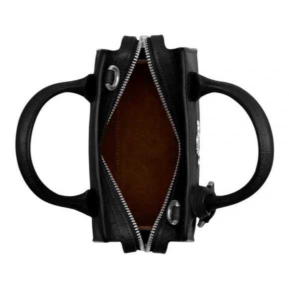 🖤 Coach Andrea Mini Carryall Satchel in Black Croc Embossed Leather | MSRP $398 - Picture 6 of 8